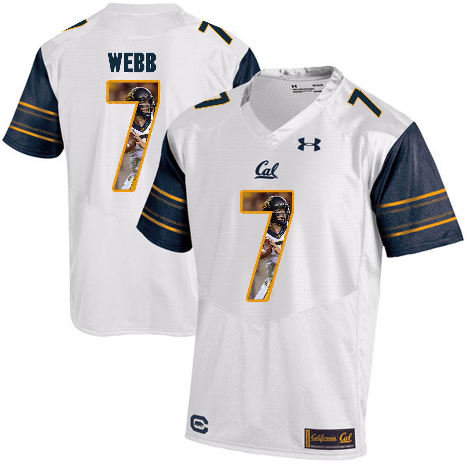 Men California Golden Bears #7 Davis Webb White Customized NCAA Jerseys1->customized ncaa jersey->Custom Jersey